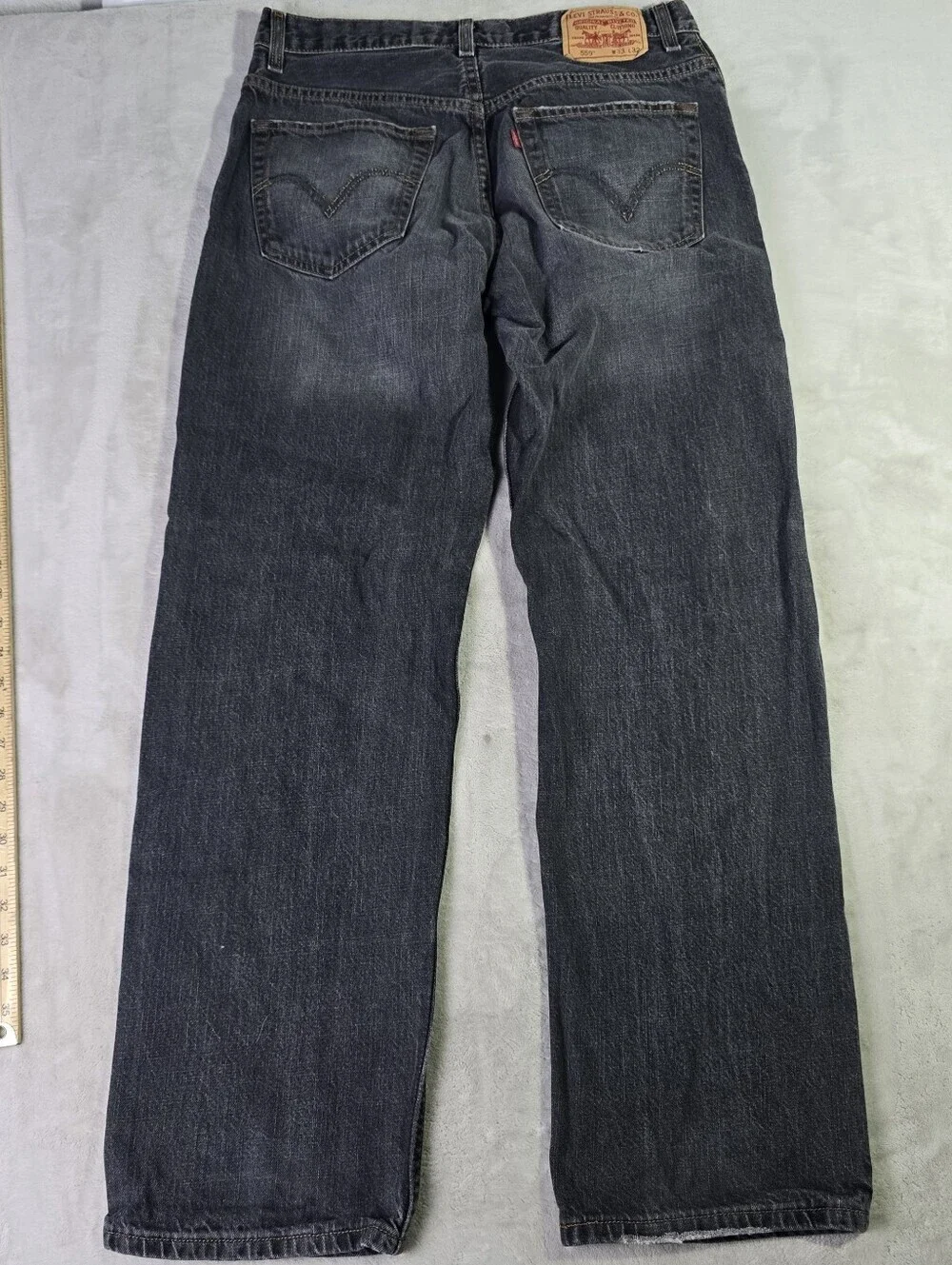 Levi's 559 Relaxed Straight Fit Jeans Men's 32x32 Black Wash Distressed Fade